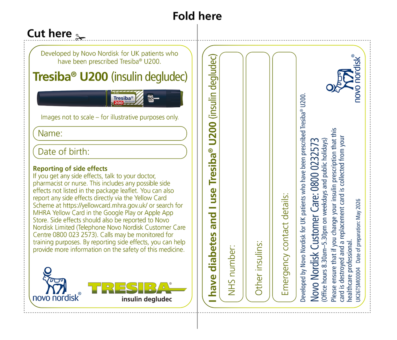 Alt Text: Tresiba® U200 (insulin) safety card